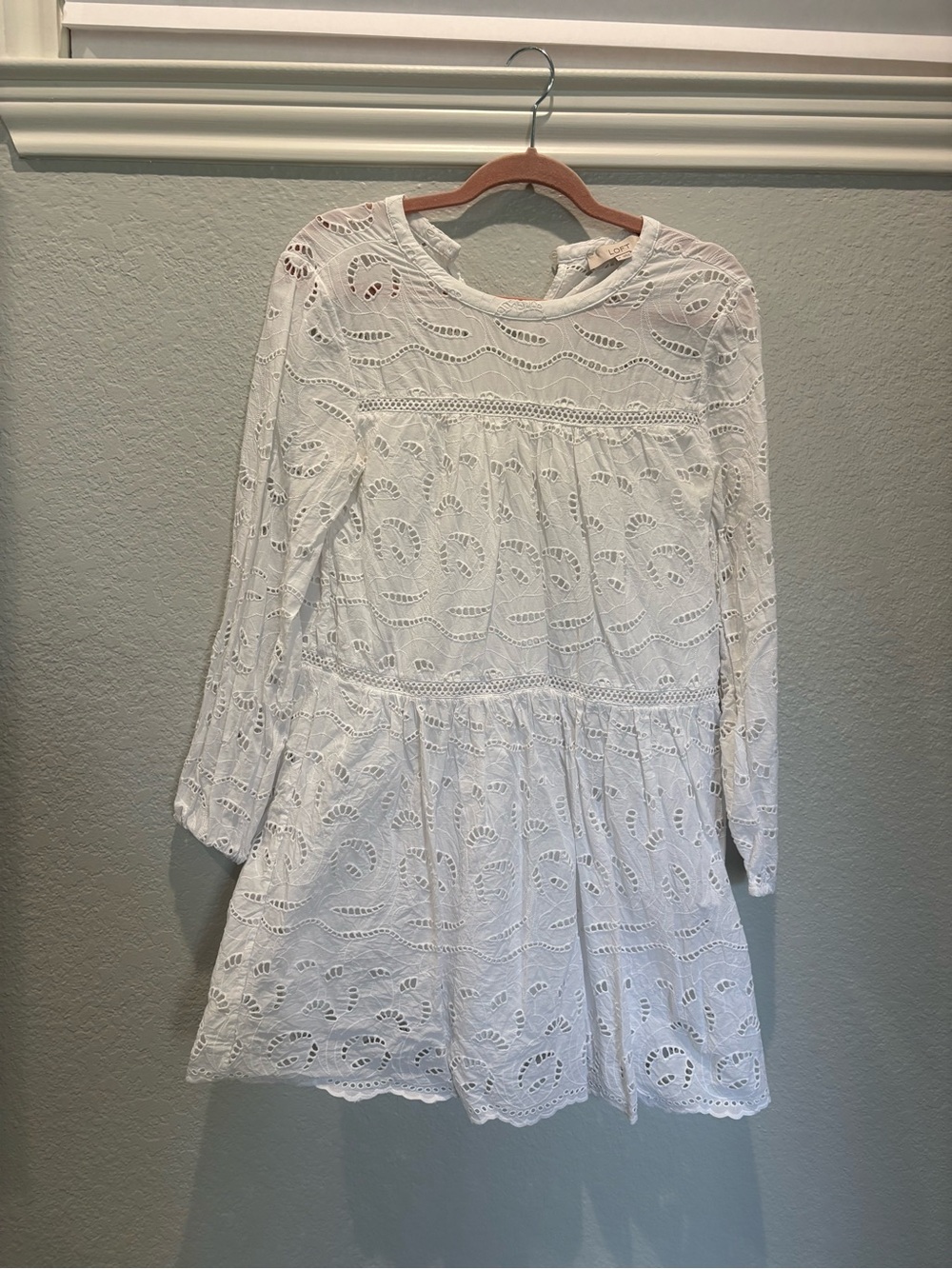 LOFT White Eyelet Long-Sleeve Tiered Dress - Girls